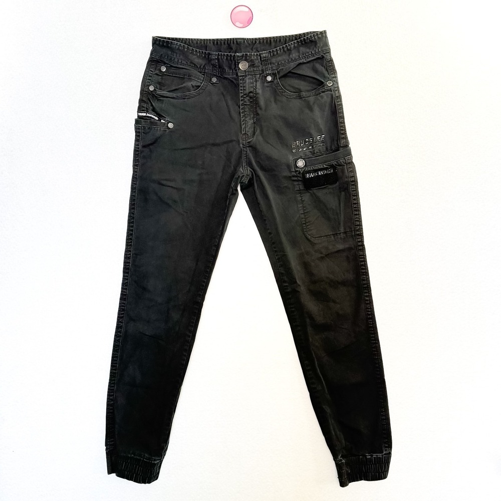 Rare Tough JeanSmith x Bruce Lee Collab Black Jogger Y2K Pants Men's Size 30